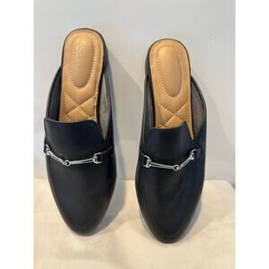 Rachel Zoe Alani Black Almond Toe Open Heel Flats Loafer Shoes Size 8.5 Career